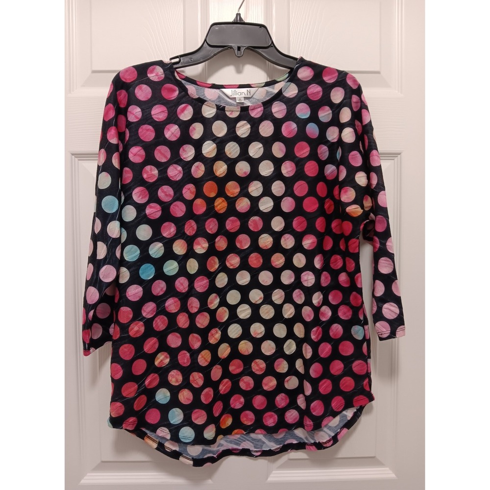Lot 3 Womens Medium Tops Jillian N Multiples Polka Dot Geometric Striped Floral - Picture 2 of 16